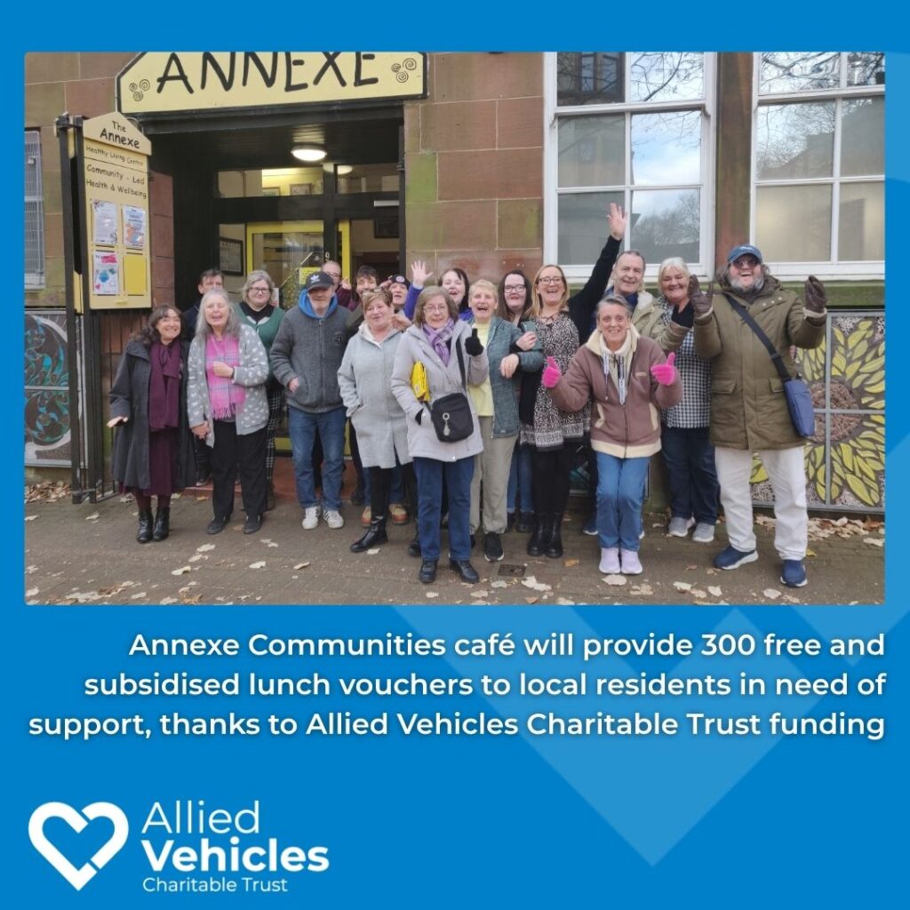 Annexe Communities café lunch vouchers funded by Allied Vehicles Charitable Trust